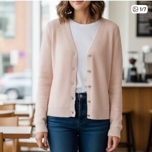 CAbi Eliza #3357 Cardigan Women's Pink V-Neck Cardigan Sweater small